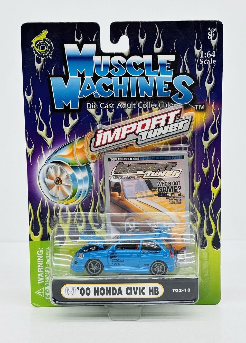 Muscle Machines '00 Honda Civic HB Blue 1:64 Import Tuner TO2-13 New Sealed